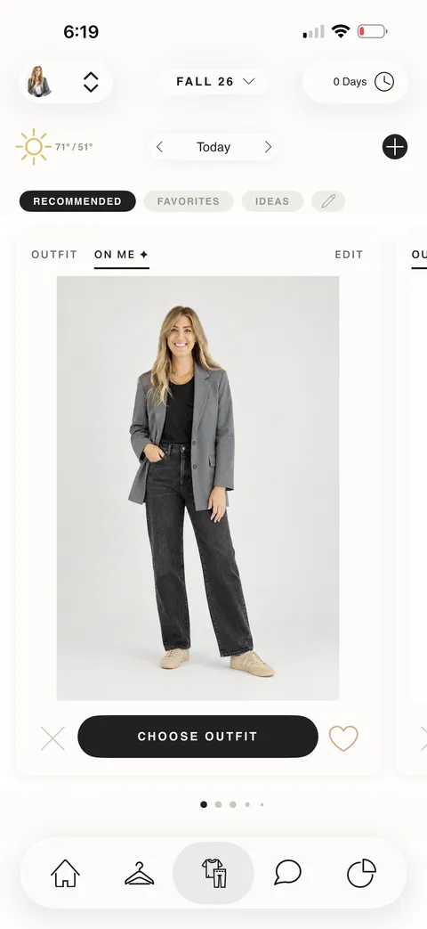 The same blazer outfit shown worn with See it on me